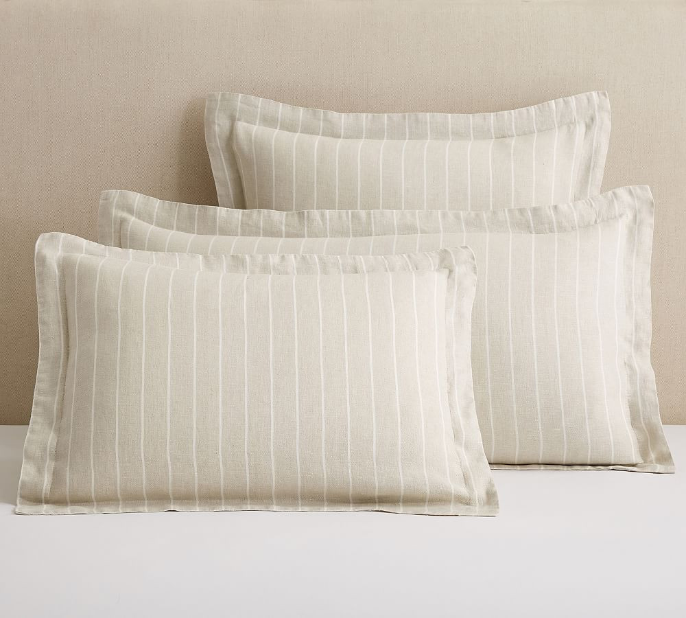 Belgian Flax Linen Striped Sham | Pottery Barn (US)