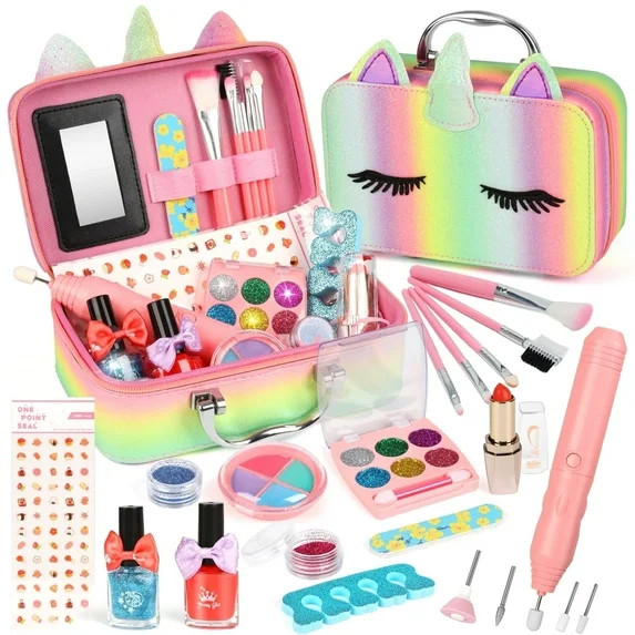 UQN Girls Makeup Kit with Unicorn Makeup Bag, Little Girls Makeup Kit for Kids 4-8-12 Toys, Prete... | Walmart (US)
