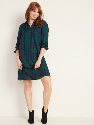 Plaid Popover Shirt Dress for Women | Old Navy (US)