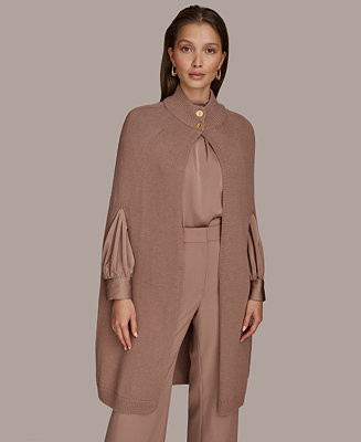 Donna Karan New York Women's Button Front Sweater Cape - Macy's | Macy's