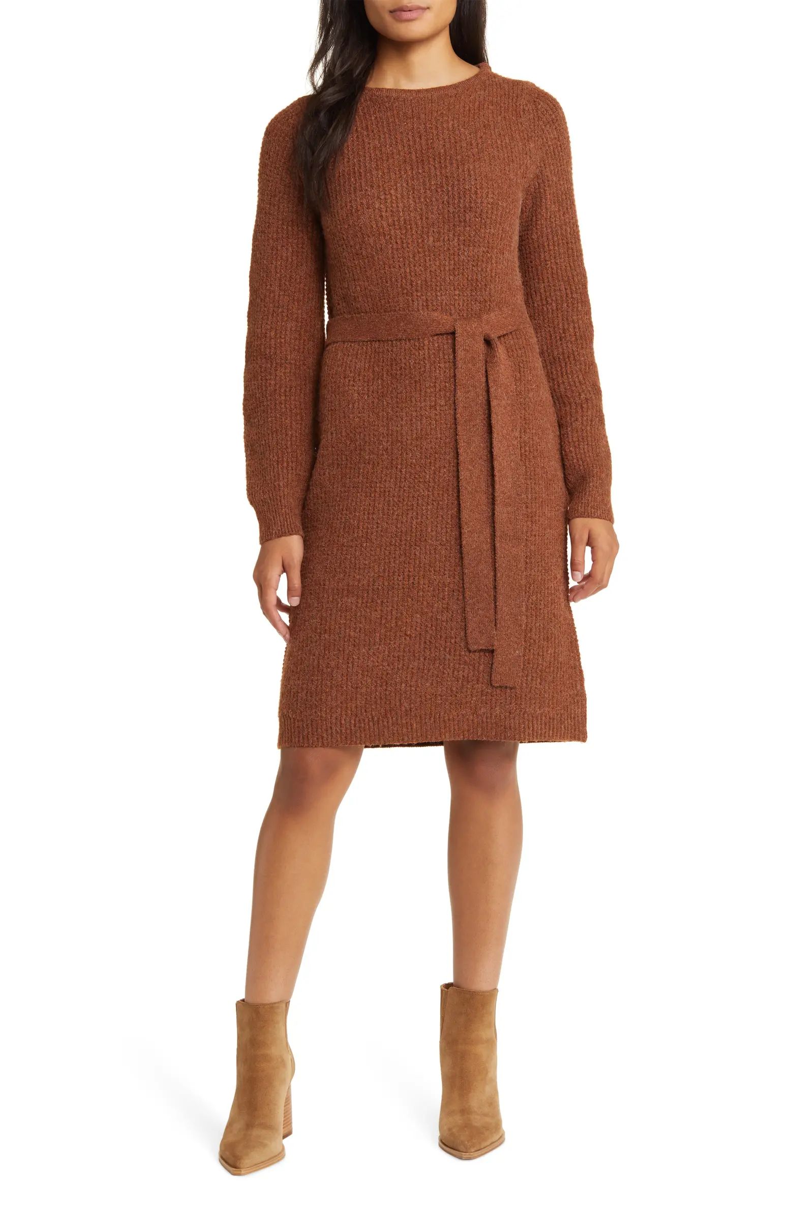 Caslon® Long Sleeve Belted Sweater Dress | Nordstrom | Nordstrom