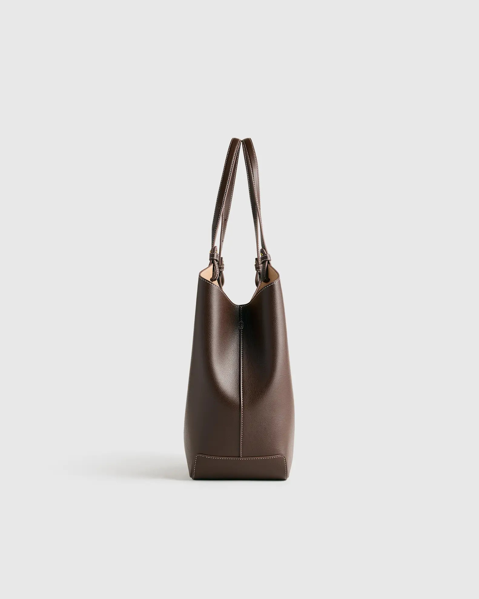 Italian Leather Trapeze Tote in Dark Brown | Quince