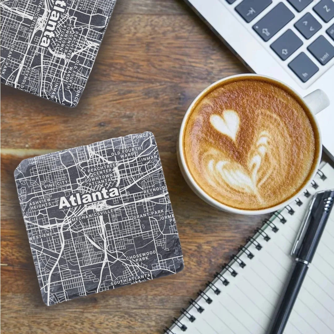 Atlanta Housewarming Gift, Engraved Slate Coasters, Atlanta Decor, Atlanta GA Gift, Coaster Set, ... | Etsy (US)