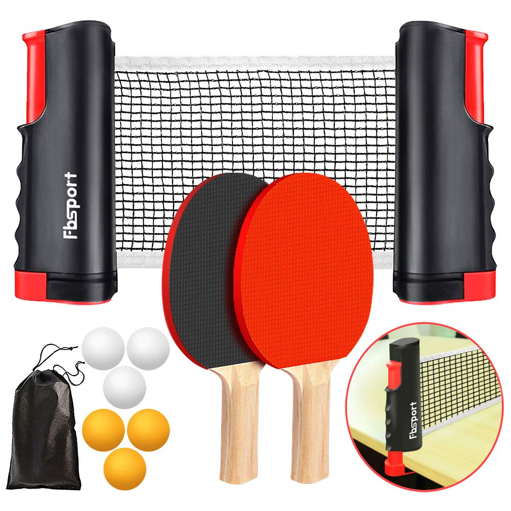 FBSPORT Ping Pong Paddle Set, Portable Table Tennis Set with Retractable Net,Rackets,Balls and Ca... | Amazon (US)
