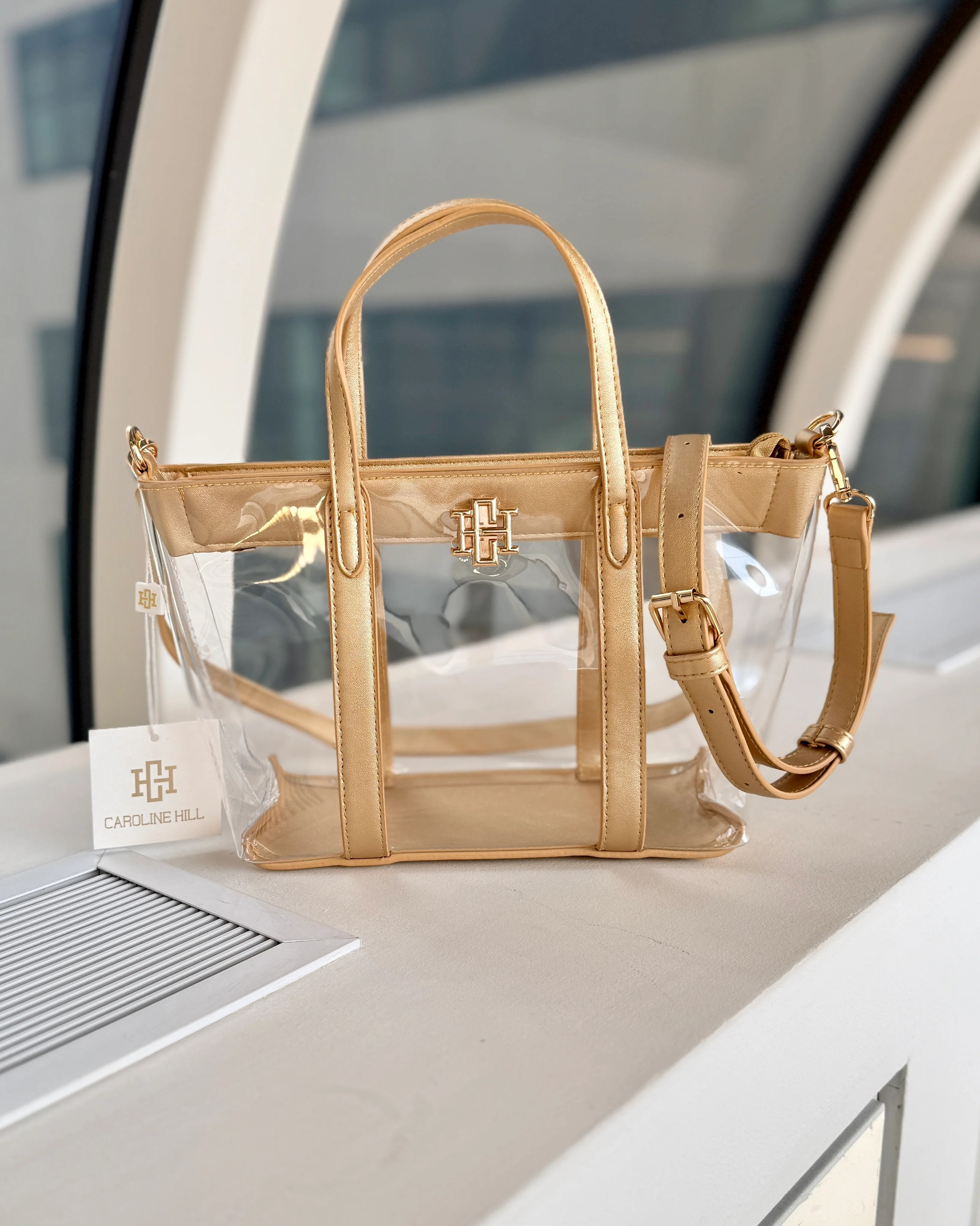 Molly Clear Mini Tote Gold | Caroline Hill