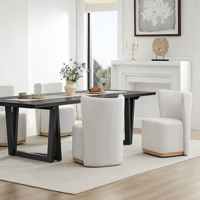 CHITA Upholstered Rolling Dining Chair on Casters Set of 4, FSC Certified Modern Curve Back Dinin... | Amazon (US)