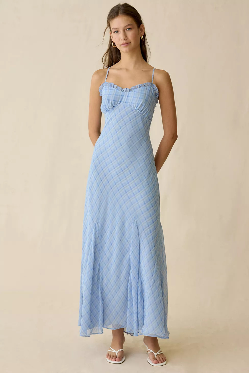 ASTR The Label Maeryn Plaid Ruffle Trim Maxi Dress | Urban Outfitters (US and RoW)