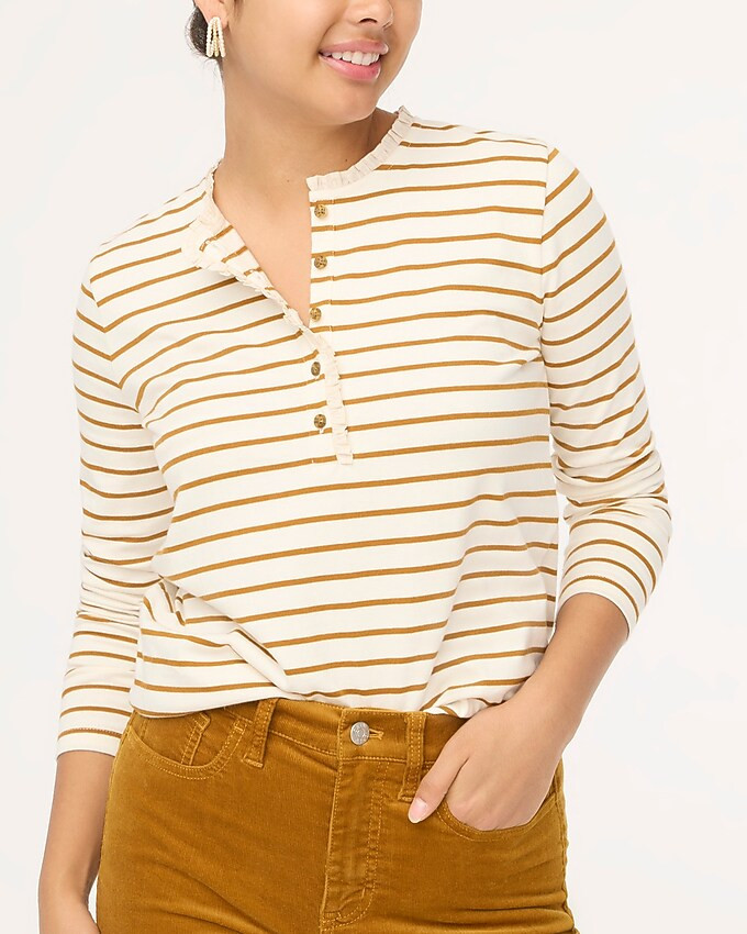 Striped ruffle-collar henley | J.Crew Factory