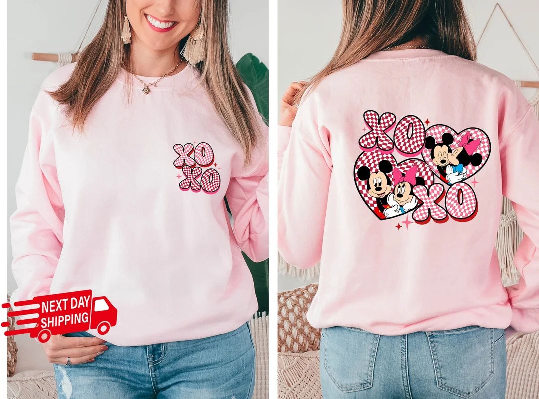 Mickey Minnie Disney Happy Valentine's Day Sweatshirt, Xoxo Heart Valentine Gifts 2024, WDW Disne... | Etsy (US)