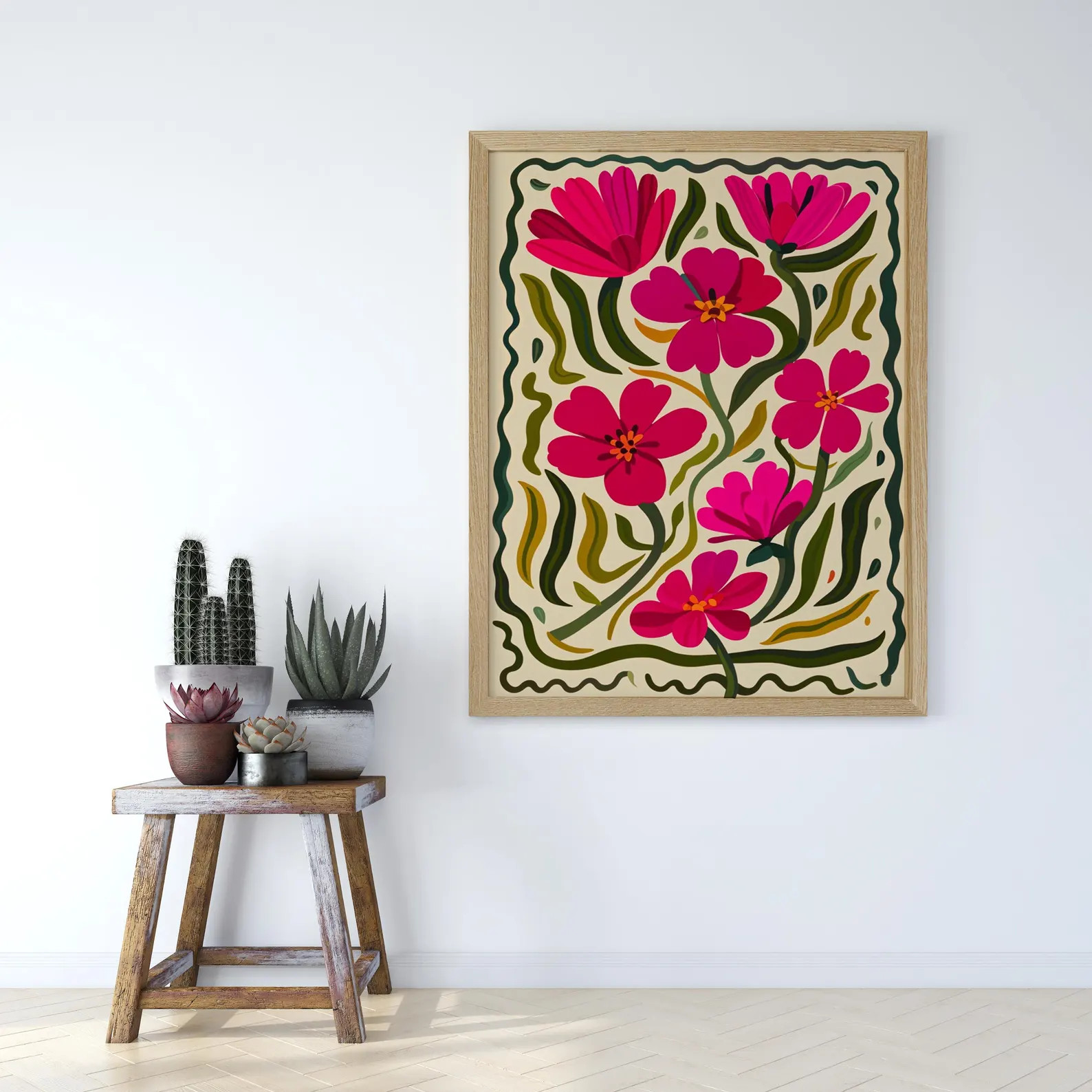 Floral Walle Arte,colourful Quirky Handrawn Art,peonies,colourful Art,bright Colourful Art Print,... | Etsy (US)