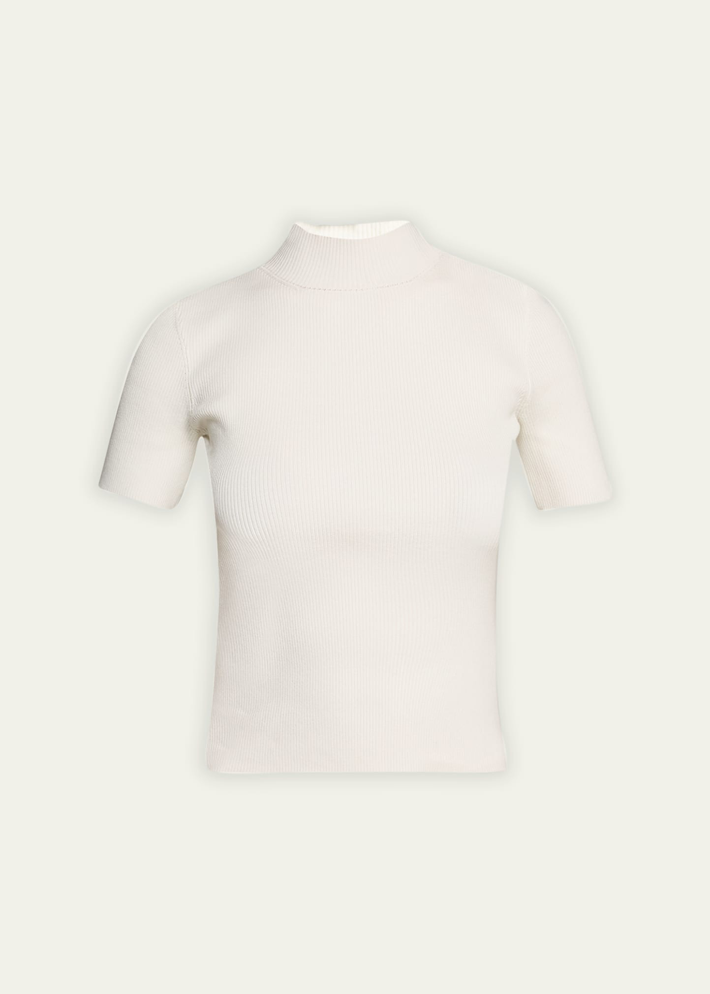 Oscar de la Renta Short-Sleeve Mock-Neck Ribbed Sweater | Bergdorf Goodman