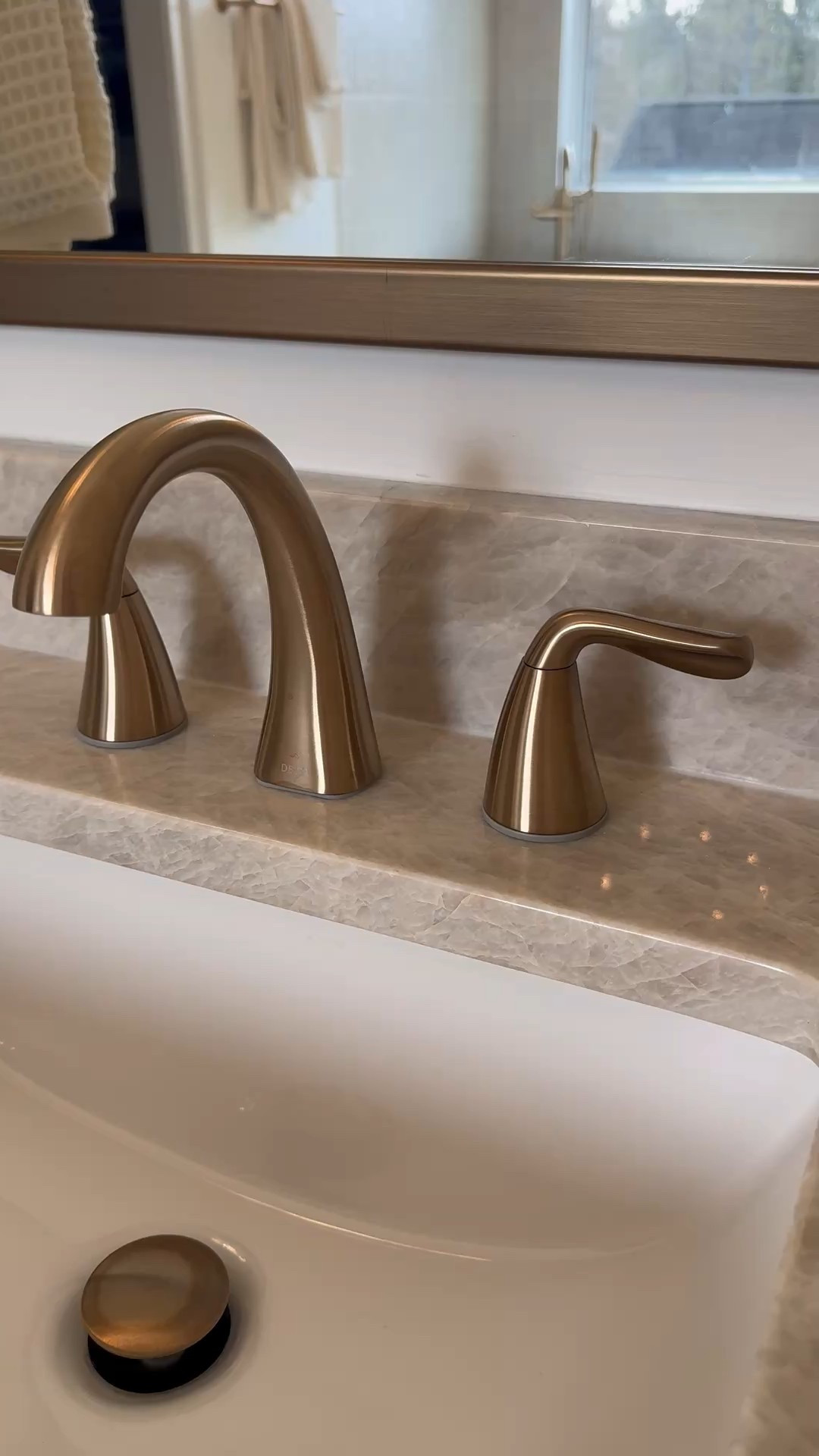 brushed gold faucet, mirror, home decor, chic home, bathroom 

#LTKHome