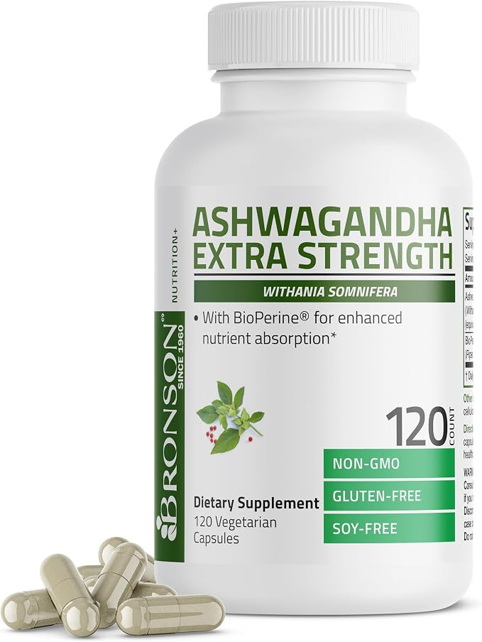 Bronson Ashwagandha Extra Strength Stress & Mood Support with BioPerine - Non GMO Formula, 120 Ve... | Amazon (US)