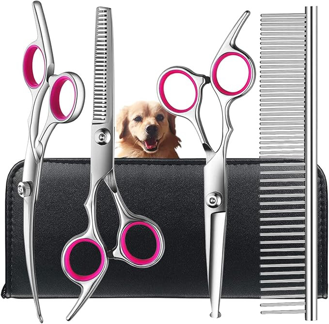 Dog Grooming Scissors Kit with Safety Round Tips, TINMARDA Stainless Steel Professional Dog Groom... | Amazon (US)