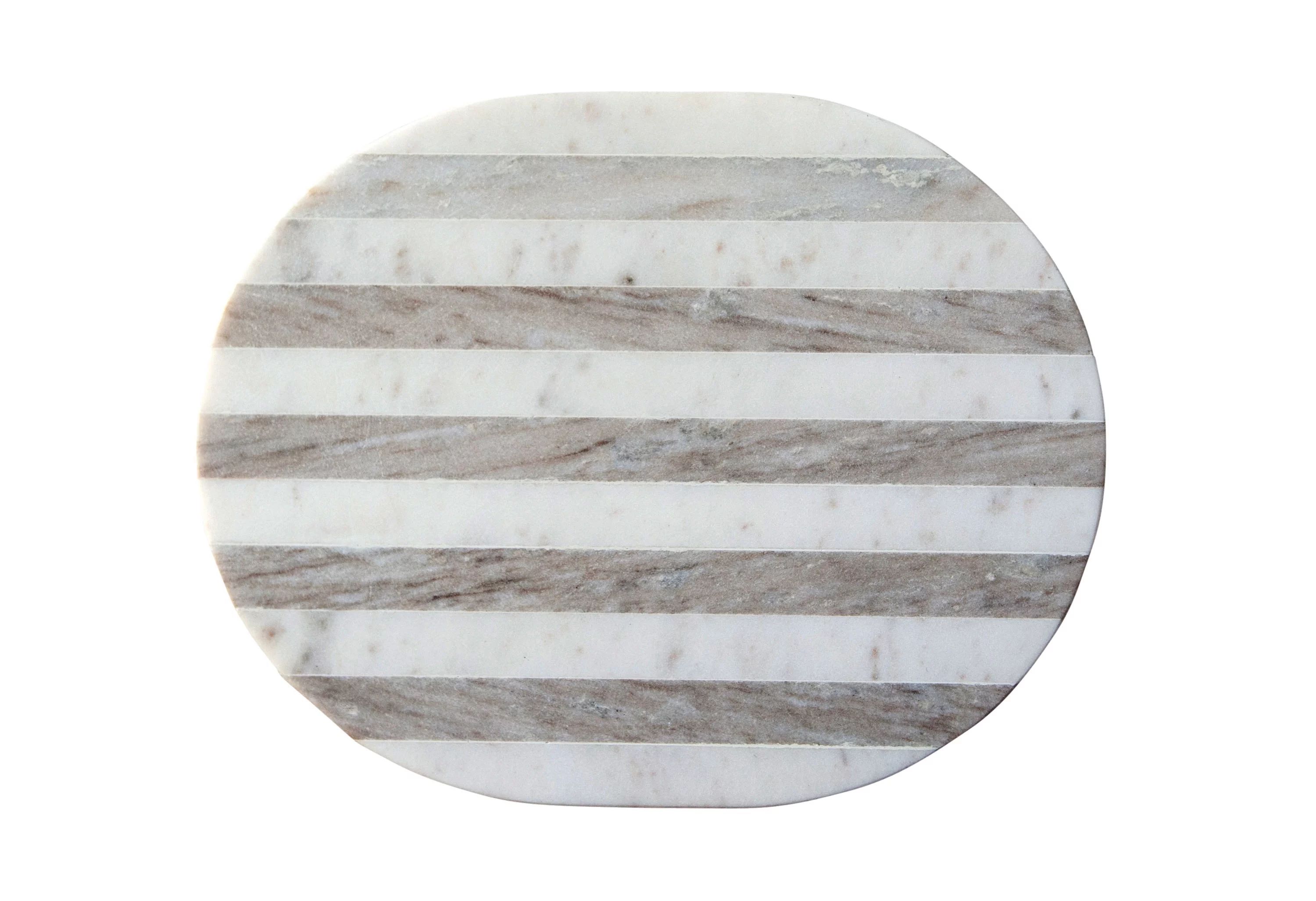 Creative Co-Op Oval Grey & White Striped Marble Cheese/Cutting Board | Walmart (US)