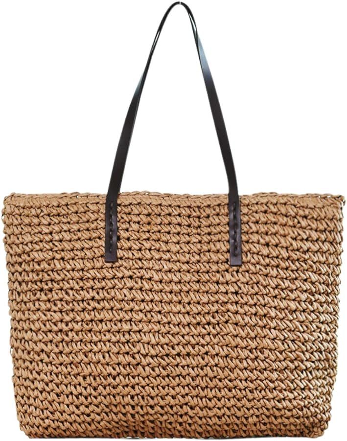 Ayliss Women Straw Woven Tote Large Beach Handmade Weaving Shoulder Bag Purse Straw Handbag | Amazon (US)