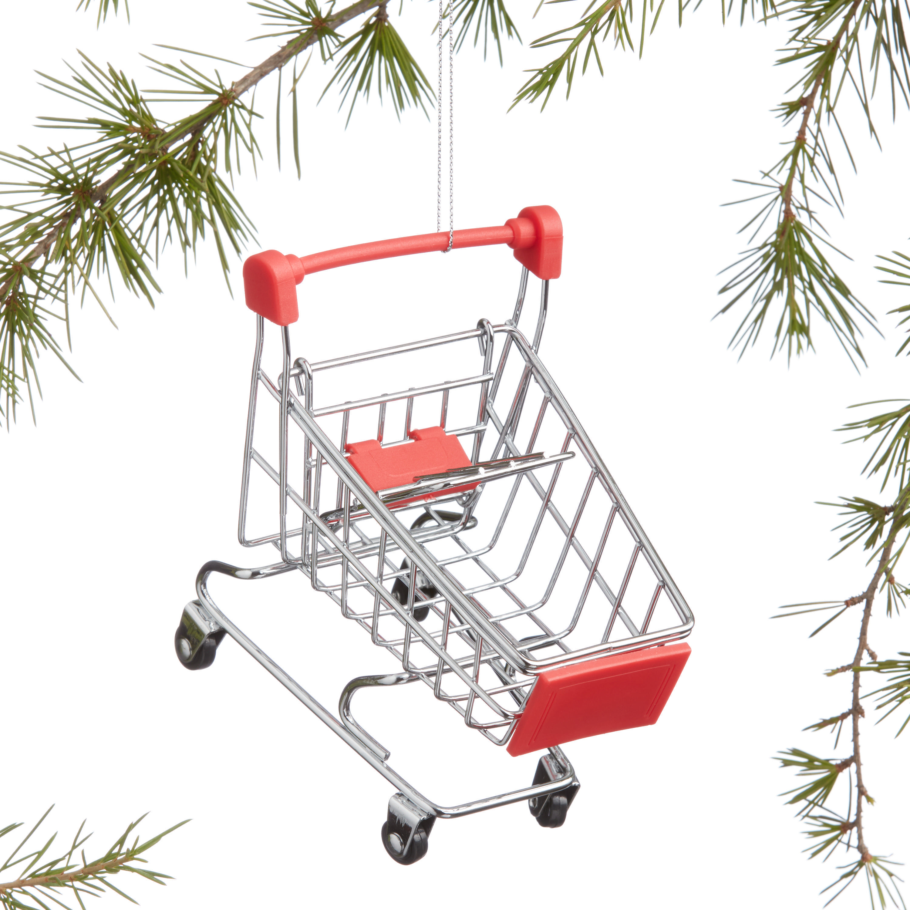 Red and Silver Metal Shopping Cart Ornament | World Market