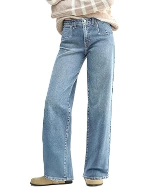 EMMIOL Baggy Jeans Women Straight Leg Mid Rise Cute Trendy Y2K Boyfriend Loose Fit Denim Pants Wi... | Amazon (US)