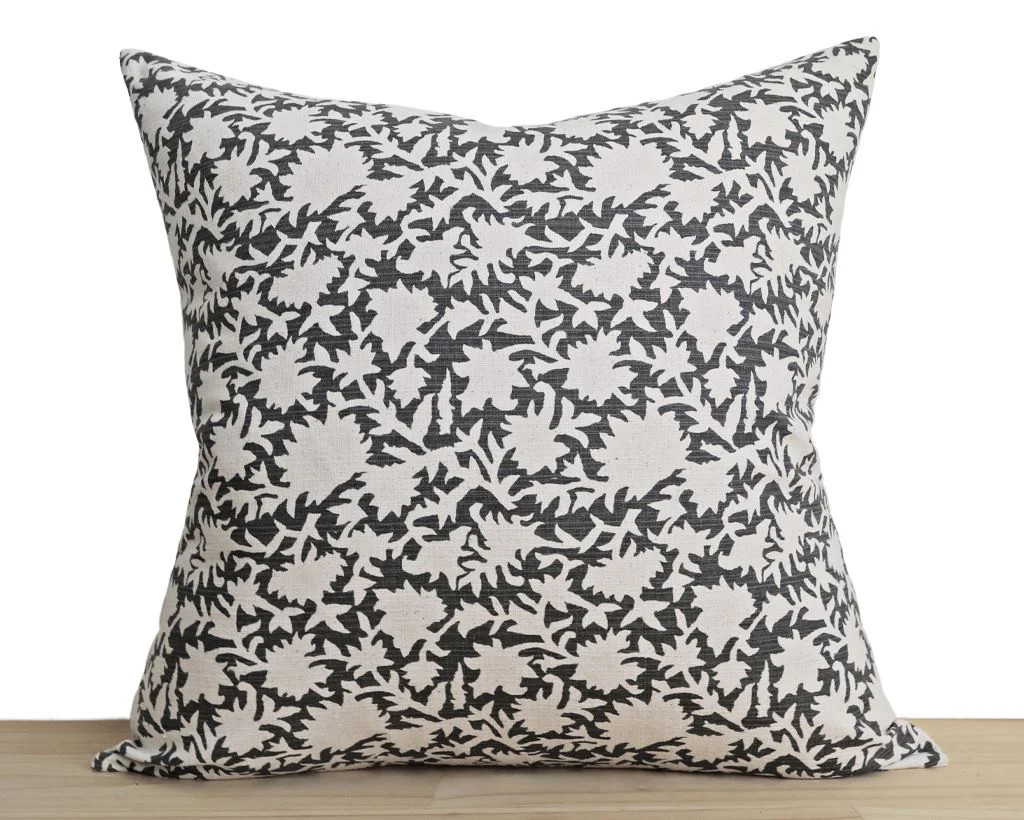 Floral Print Pillow Cover in Charcoal | Coterie, Brooklyn