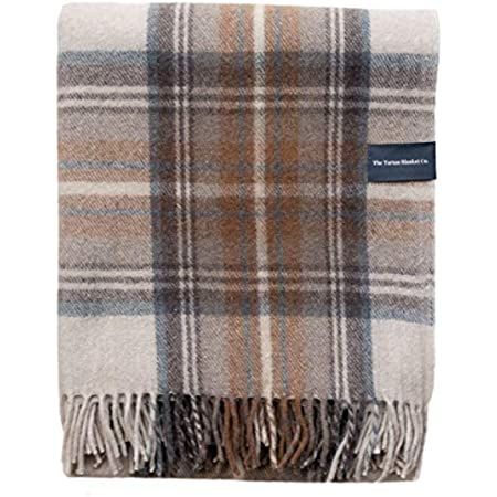 The Tartan Blanket Co. Recycled Wool King Size Blanket (69" x 98") - Stewart Natural Dress Tartan | Amazon (US)