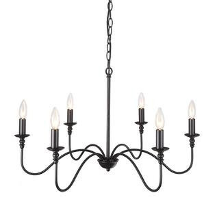 6-Light Black Iron Farmhouse Chandelier Industrial Ceiling Pendant | The Home Depot