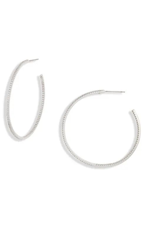 Nordstrom Pavé Cubic Zirconia Hoop Earrings in Clear- Silver at Nordstrom | Nordstrom