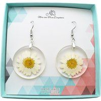 Boho Transparent Resin Dried Flower Daisy Earrings. Earrings. Flower Floral Bohemian Jewelry | Etsy (US)