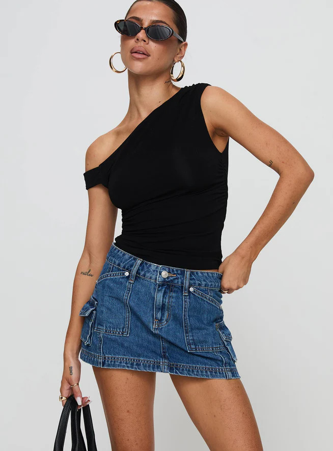 Pacific Coast Denim Cargo Skirt Dark Wash | Princess Polly US
