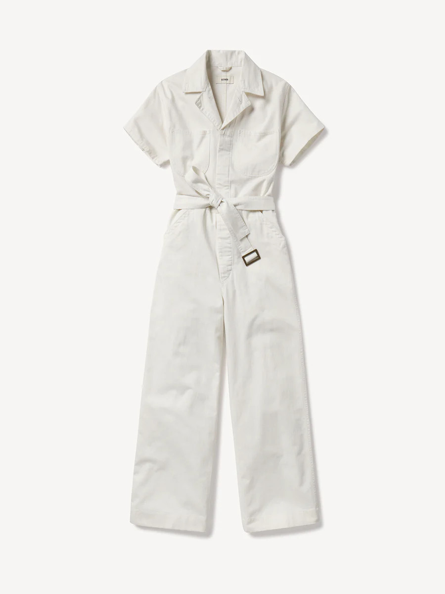 Natural Herringbone Twill S/S Utility Jumpsuit - Buck Mason- Modern American Classics | Buck Mason