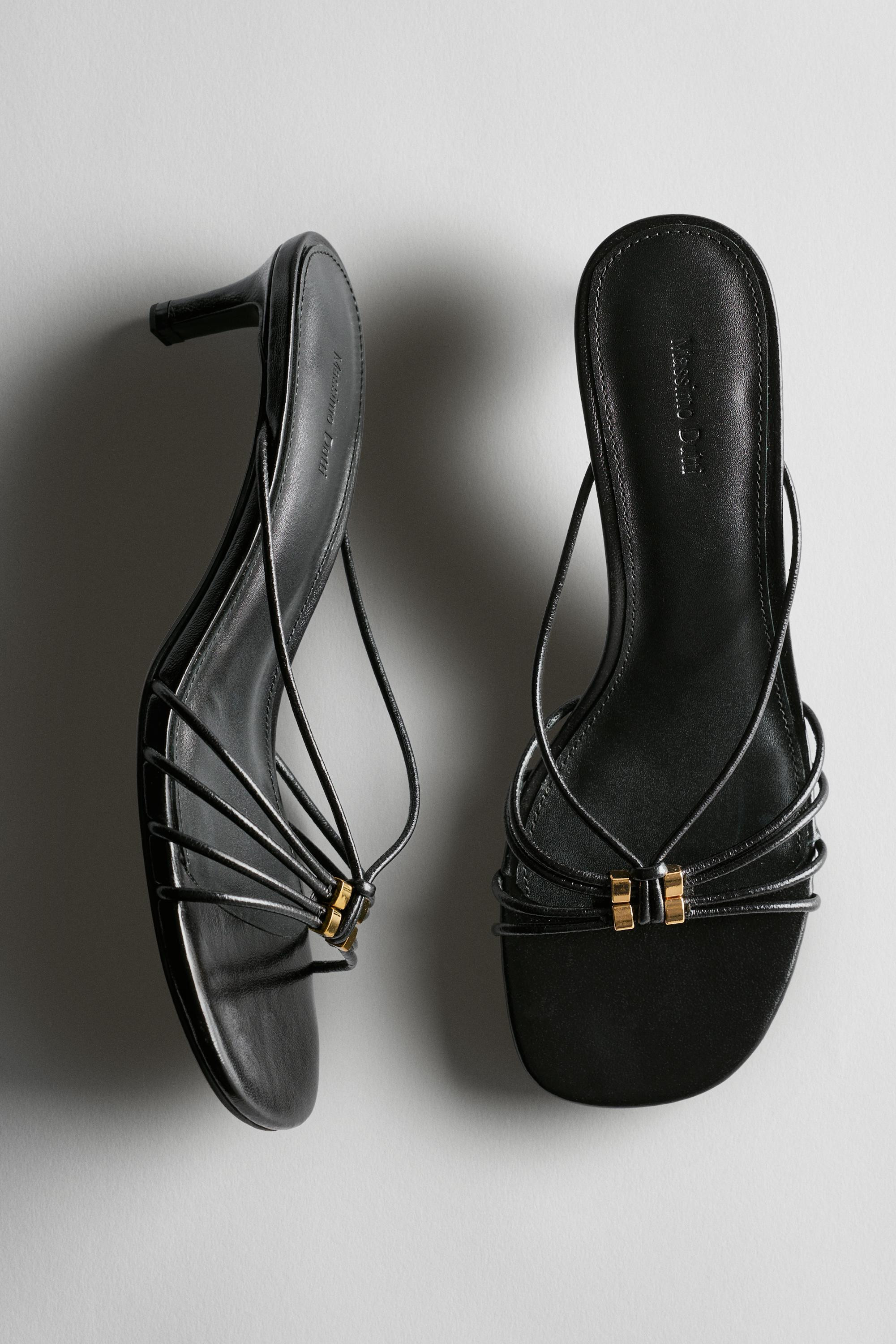 Strappy heeled sandals with embellished detail | Massimo Dutti UK