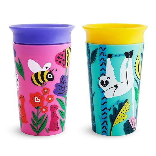 Munchkin Miracle 360 WildLove Sippy Cup, 9 Oz, 2 Pack, Bee/Lemur | Amazon (US)