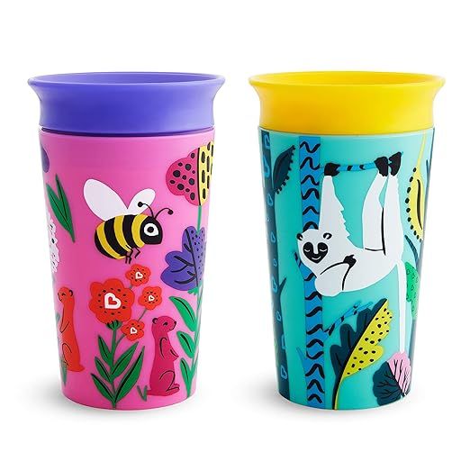 Munchkin Miracle 360 WildLove Sippy Cup, 9 Oz, 2 Pack, Bee/Lemur | Amazon (US)