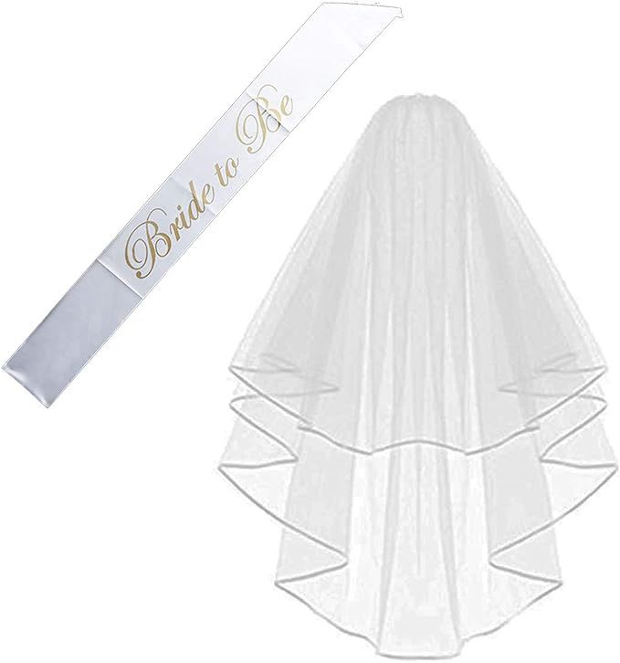 Bride to be Decoration Set for Bachelorette Party Supply (One Size, Veil+Sash) | Amazon (US)