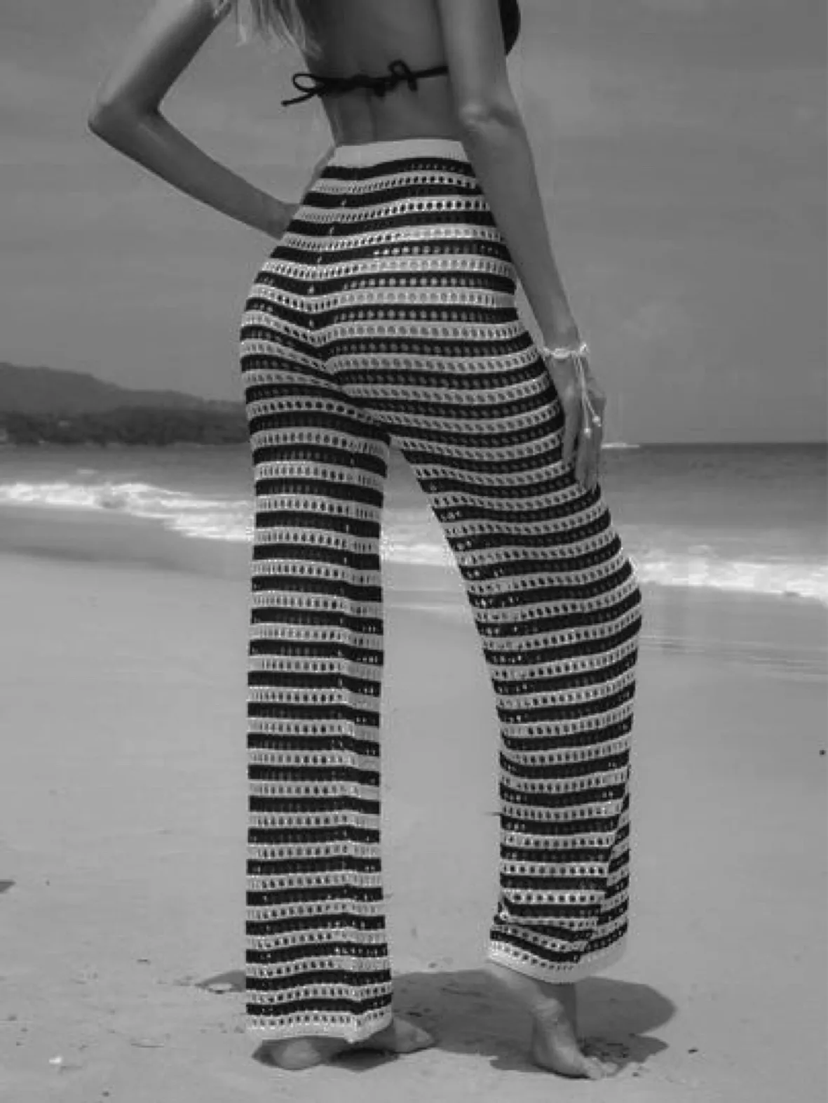 SHEIN EZwear Zebra Striped Print Flare Pants
