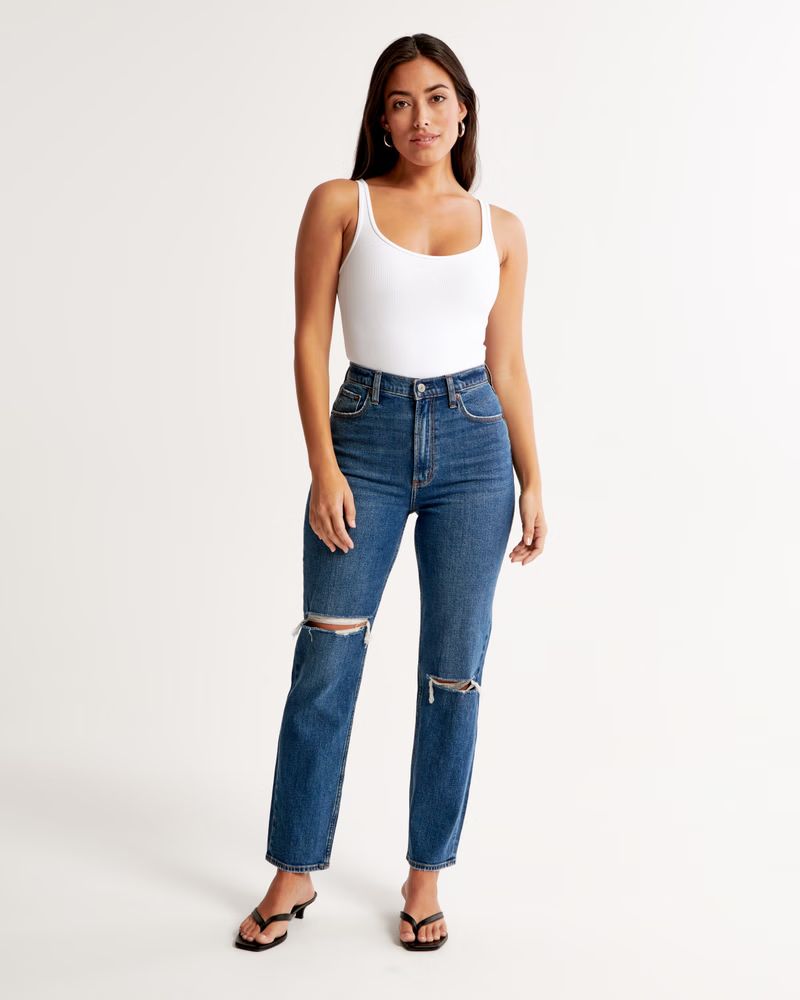 Curve Love Ultra High Rise Ankle Straight Jean | Abercrombie & Fitch (US)