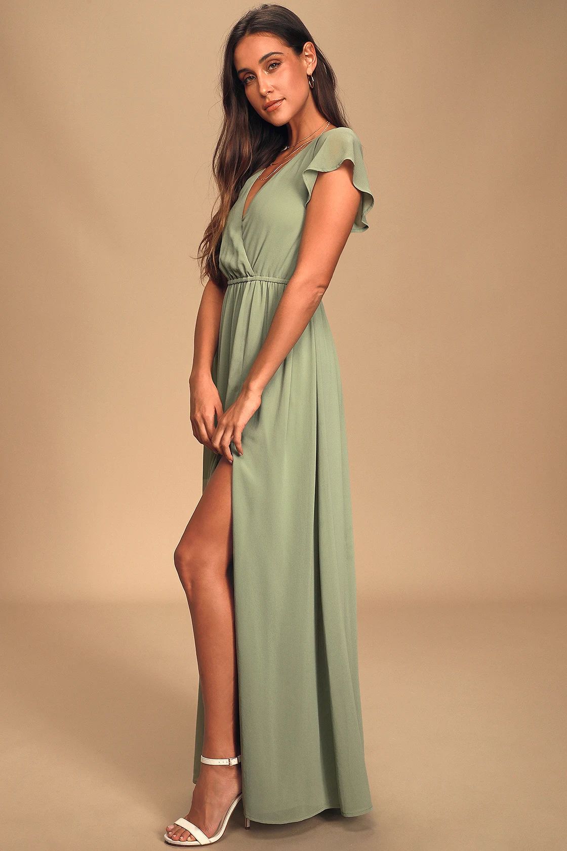 Lost in the Moment Sage Brush Maxi Dress | Lulus