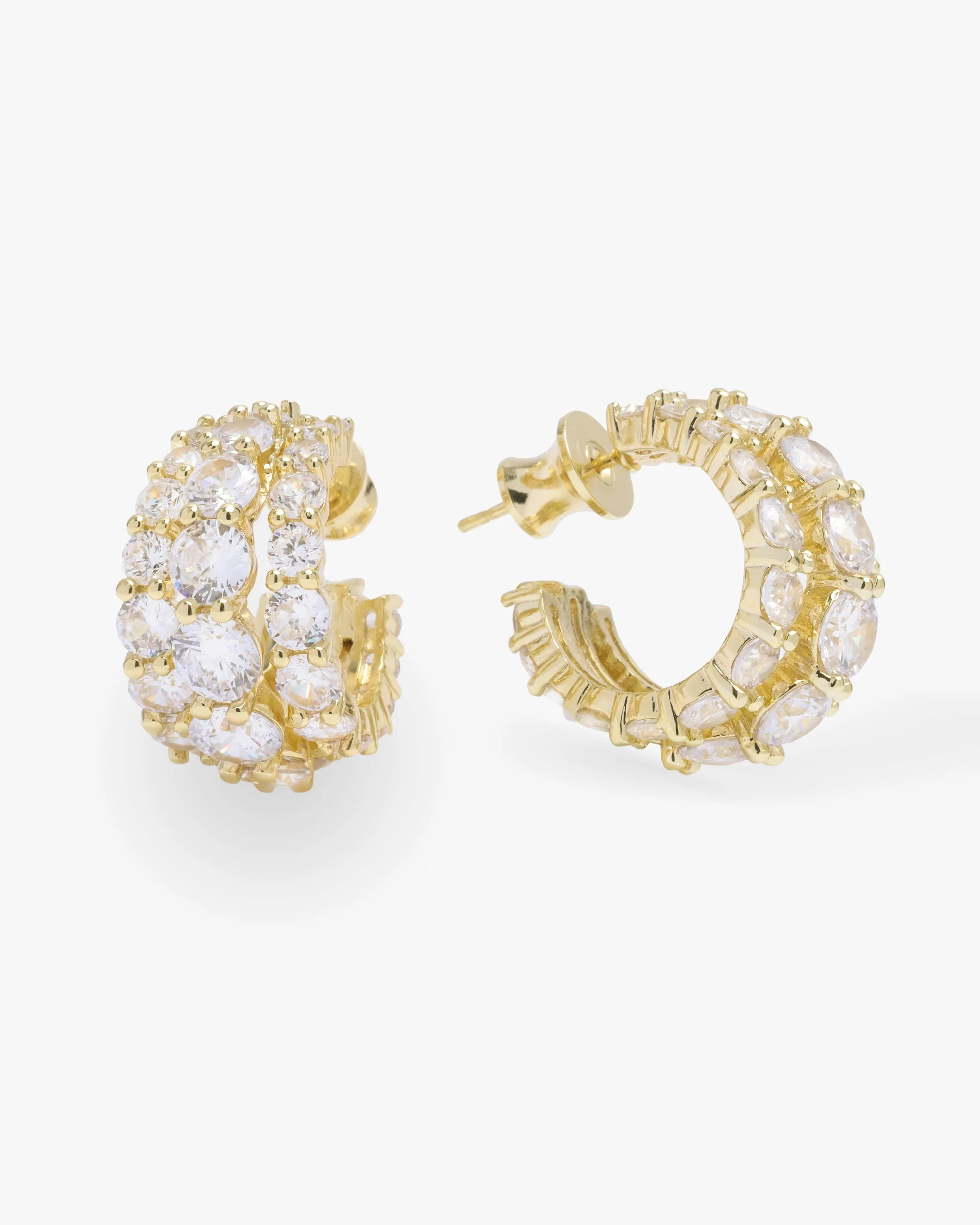"Oh She Fancy" Triple Diamond Hoops - Gold|White Diamondettes | Melinda Maria Jewelry