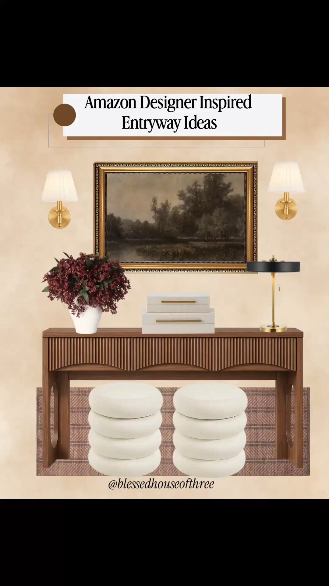 Three Amazon entryway ideas that make it easy to get a designer-inspired look for less. 

I pulled together three different entryway looks with console tables, stools, storage baskets, wall sconces, lamps, artwork, rugs and neutral decor—all finds you can shop on Amazon. I love how each space has its own style while still feeling warm, neutral and elevated.

Fall home decor. Simple fall decor. Affordable fall decor. These are such good ideas if you’re looking for entryway decor ideas, console table styling ideas, neutral home decor, modern organic decor, small entryway ideas or affordable Amazon home finds.

#LTKHome #LTKSaleAlert #LTKSeasonal
