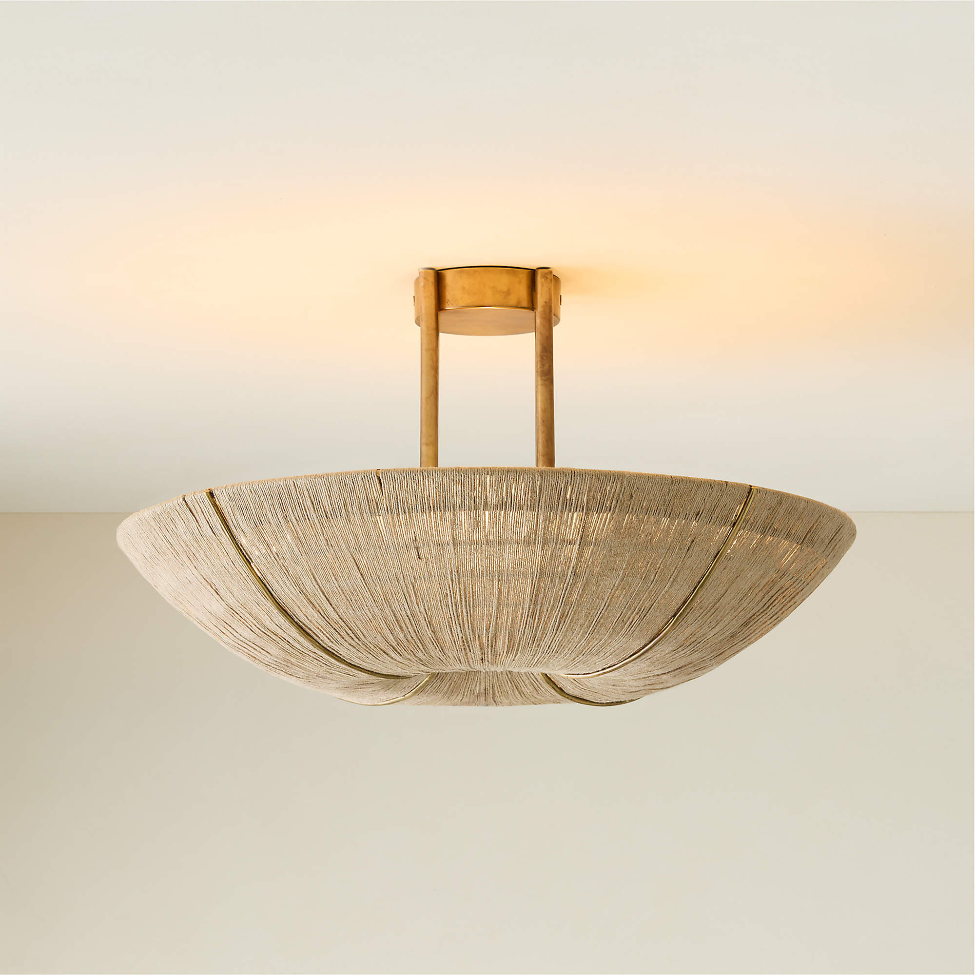 Delphine Natural Jute Semi-Flush Mount Light + Reviews | CB2 | CB2