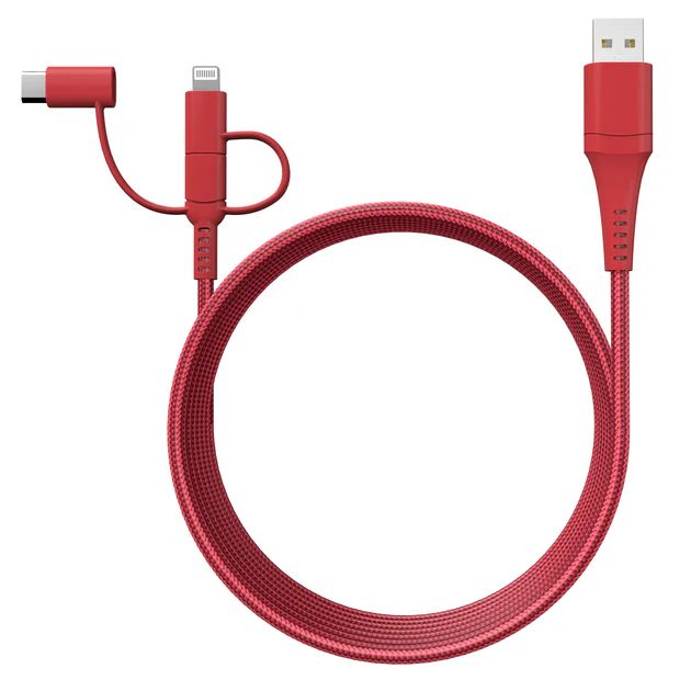 Stack-to-Charge 3-in-1 USB Cable - Red | Classy Chargers