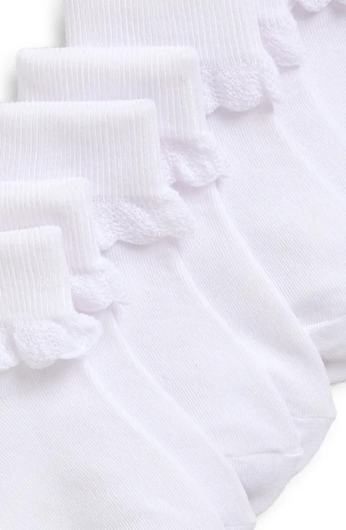 Kids' 4-Pack Scallop Cuff Ankle Socks | Nordstrom