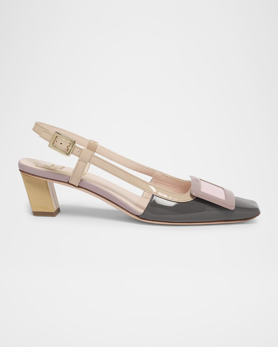 Roger Vivier Colorblock Patent Leather Slingback Pumps | Neiman Marcus
