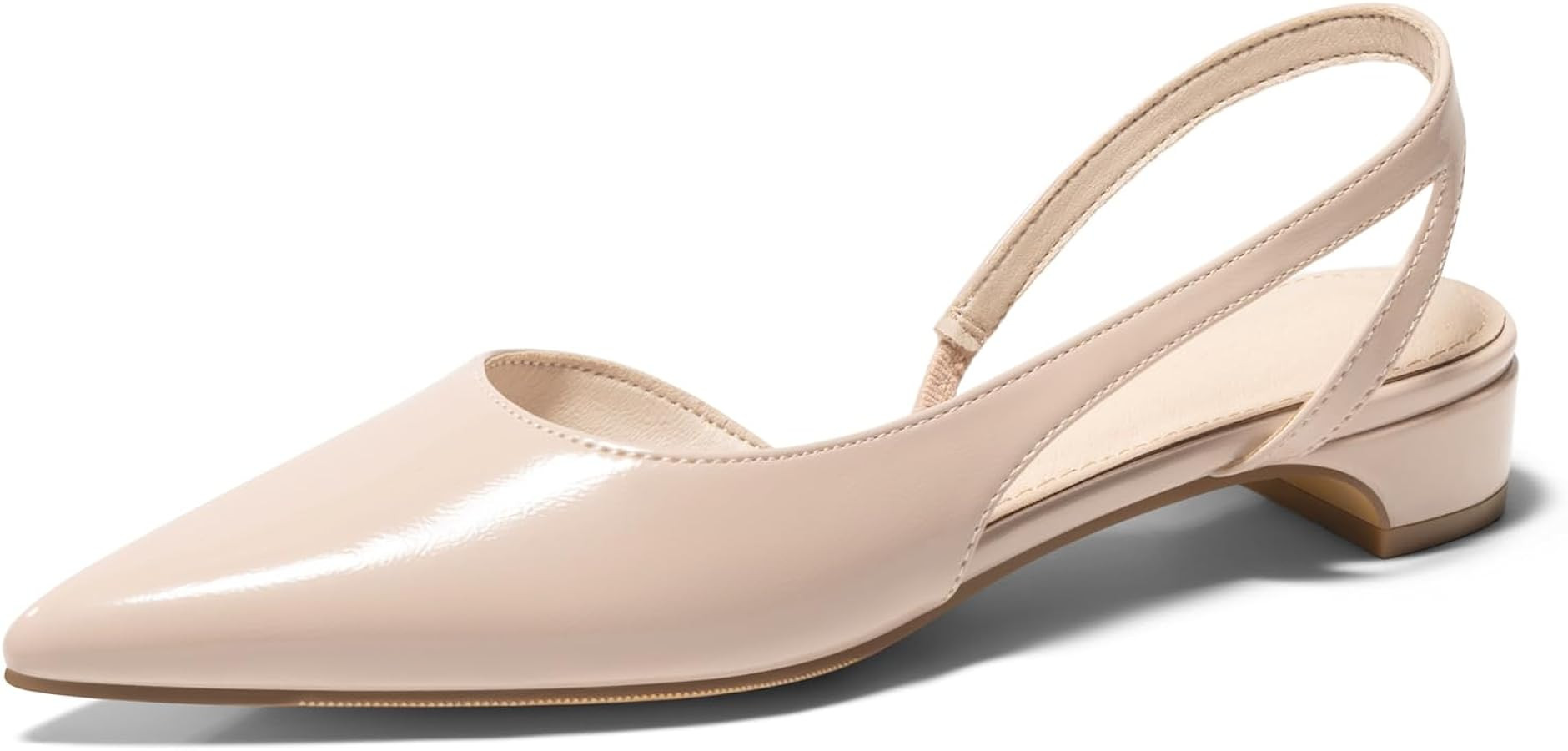 Coutgo Womens Slingback Chunky Low Heels Closed Pointed Toe Pumps D'Orsay Work Office Dress Shoes | Amazon (US)