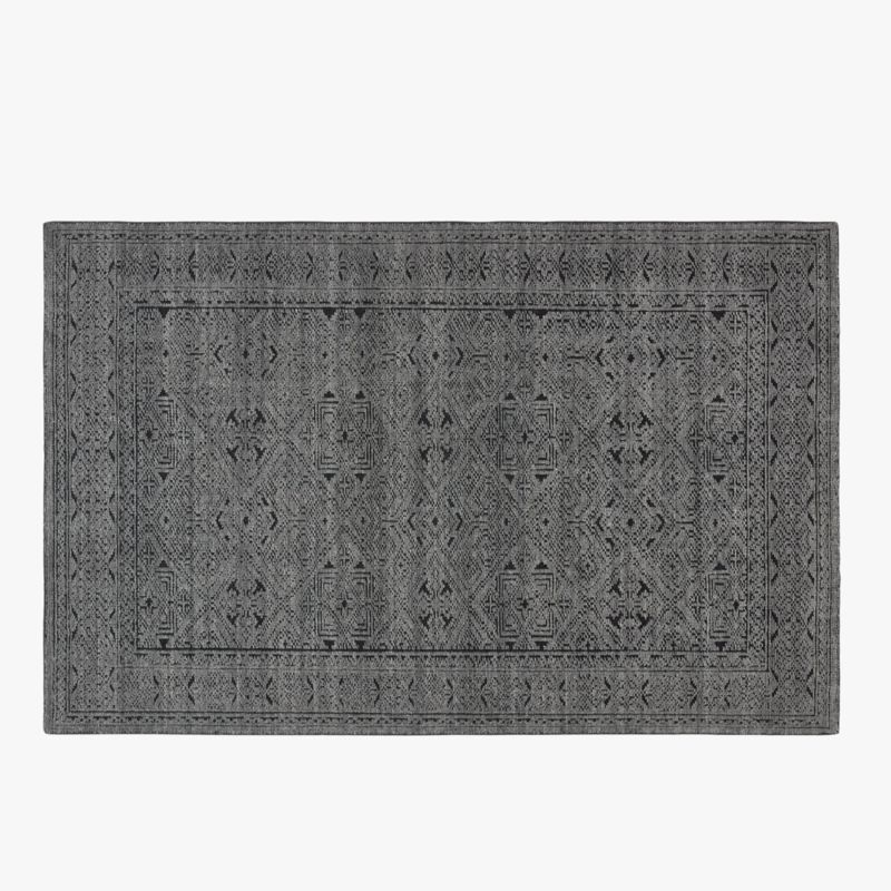 Raumont Hand-Knotted Grey Geometric Area Rug 5'x8' + Reviews | CB2 | CB2