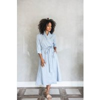 Linen Wrap Dress, Boho Dresses For Women, Blue Maxi Dress Nora | Etsy (US)