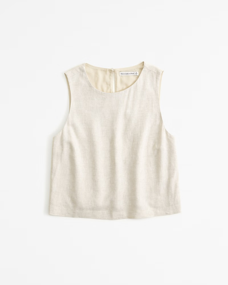 Linen-Blend High-Neck Set Top | Abercrombie & Fitch (US)