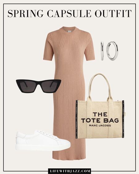 Spring outfit inspo styling a sweater dress casually 🤍

Spring / summer / casual / sweater dress / maxi dress / midi dress / sneakers / tote bag / sunglasses / silver hoops / maternity 

#LTKSeasonal #LTKstyletip #LTKbump