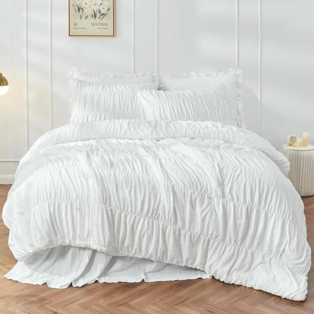 QIUMING Bohemian Wrinkle Fluffy Duvet Cover Set All Seasons Bedding Set with Quilt Cover and Pill... | Amazon (UK)