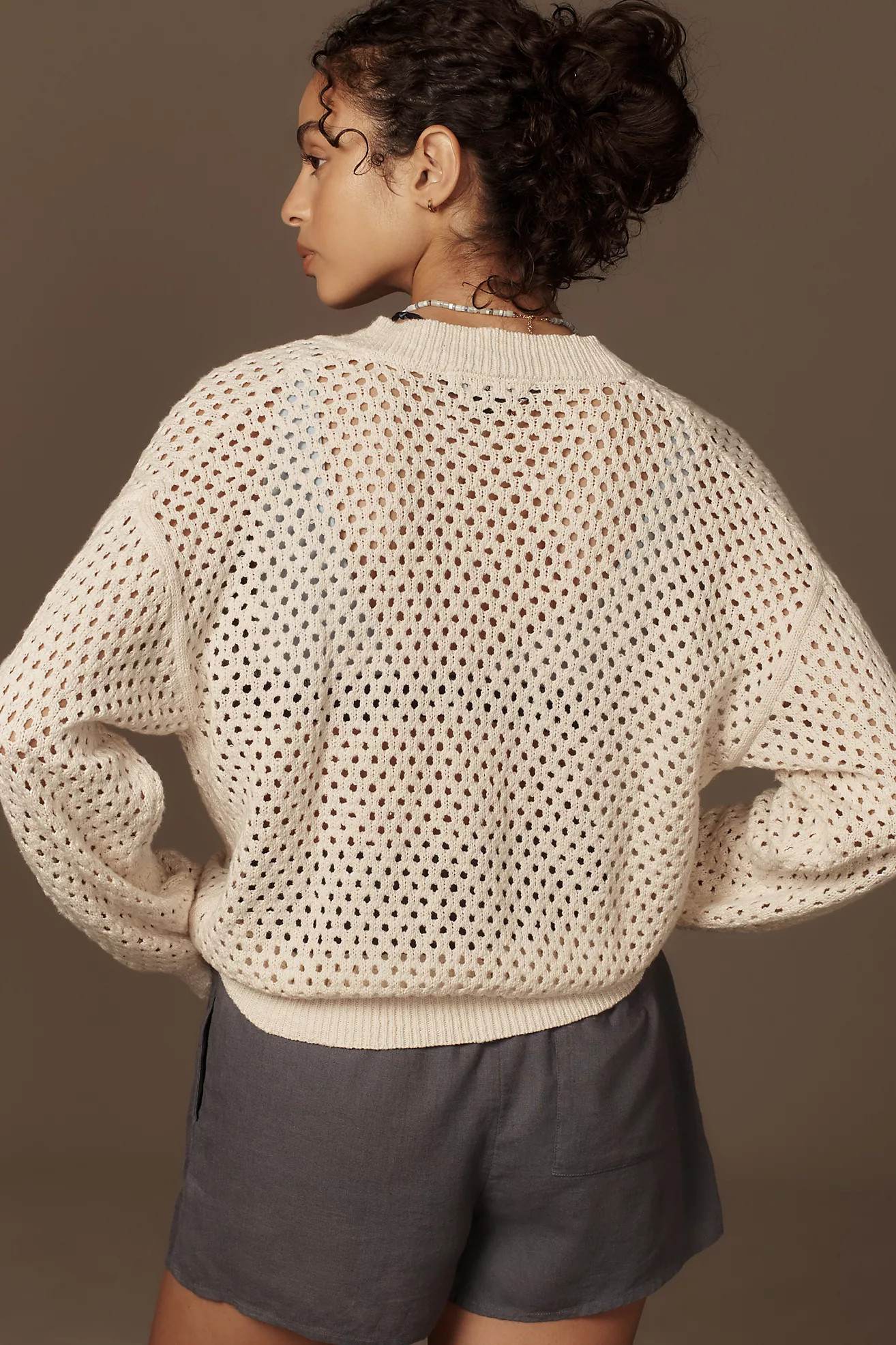 Sanctuary Stepping Out Crochet Knit Bomber Jacket | Anthropologie (US)
