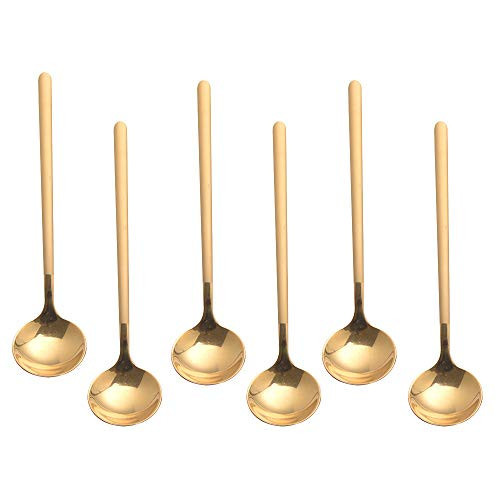 6 PCS Gold Coffee Spoons, 18/8 Stainless Steel Espresso Spoons, 5.2 Inches Vogue Mini Tea Spoon, Cappuccino Stirring Small Spoon for Dessert, Ice Cream, Frosted Handle, Sweejar (Gold) | Amazon (US)